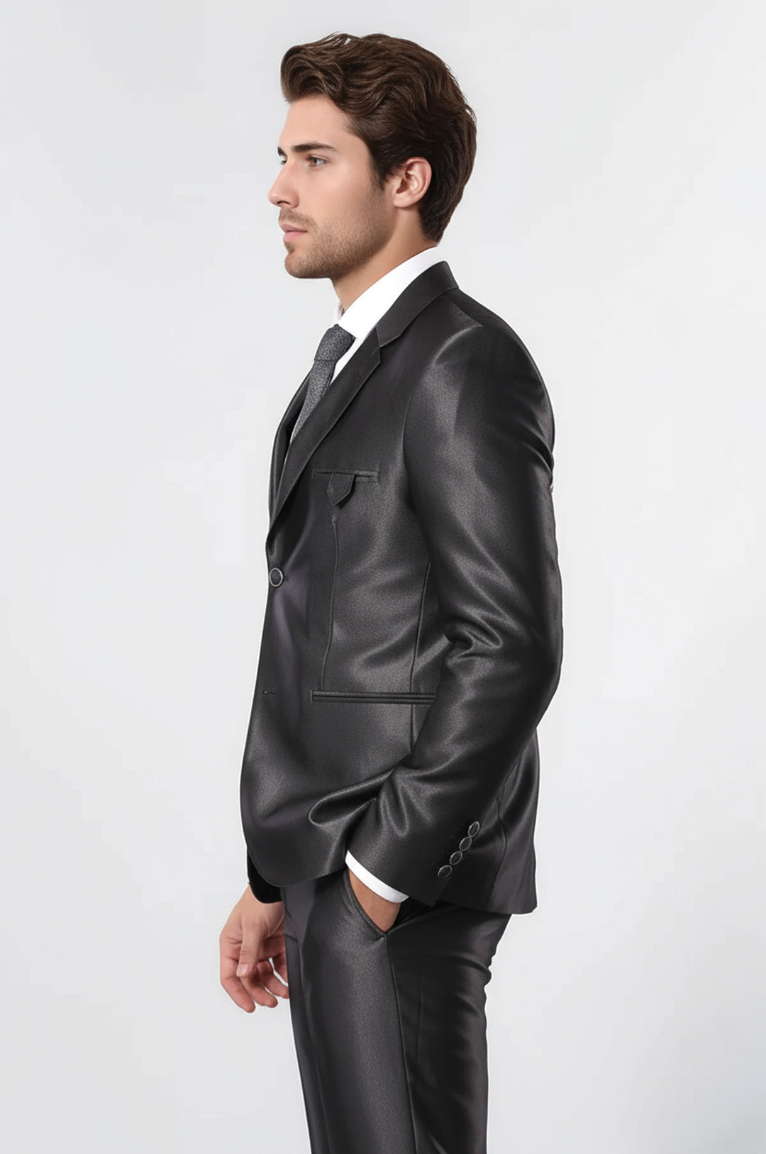 Shiny Smoked Men's Suit - Wessi