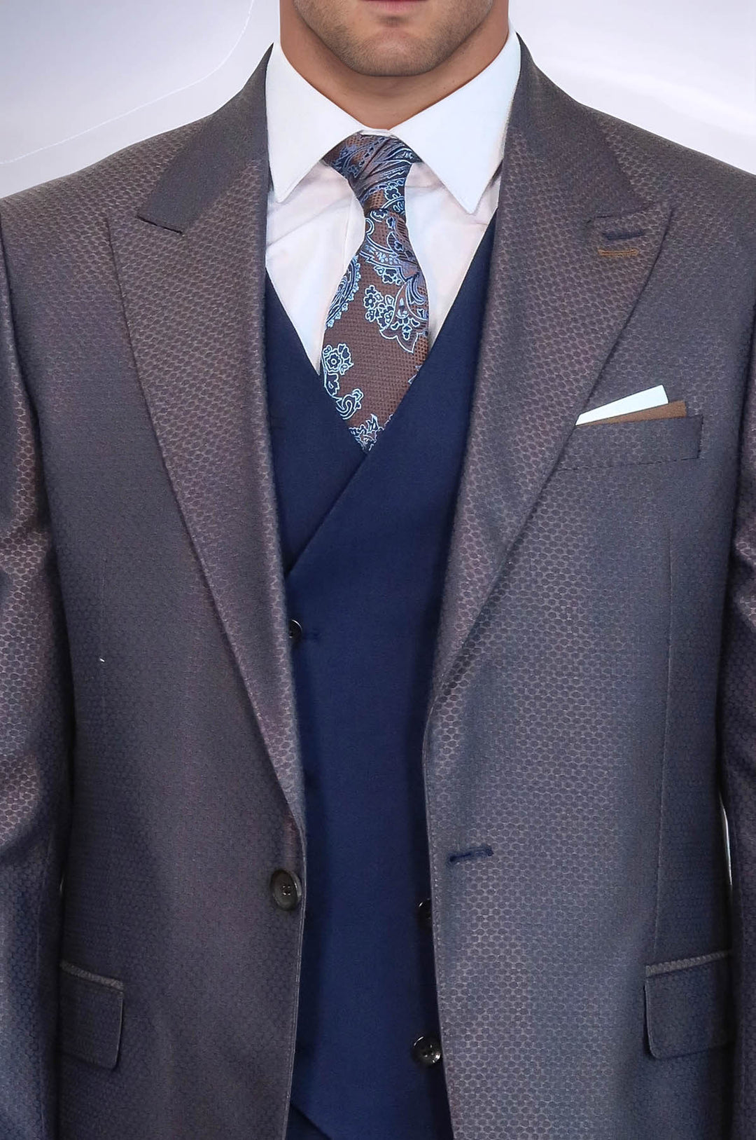 Abito da uomo marrone fantasia blu navy - Wessi