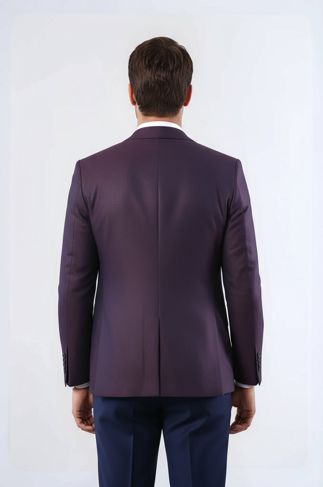 Traje Chaqueta Granate Combinada Azul Marino - Wessi
