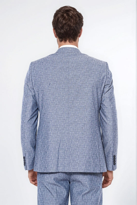 Traje de 3 piezas para hombre Linen Touch Azul - Wessi