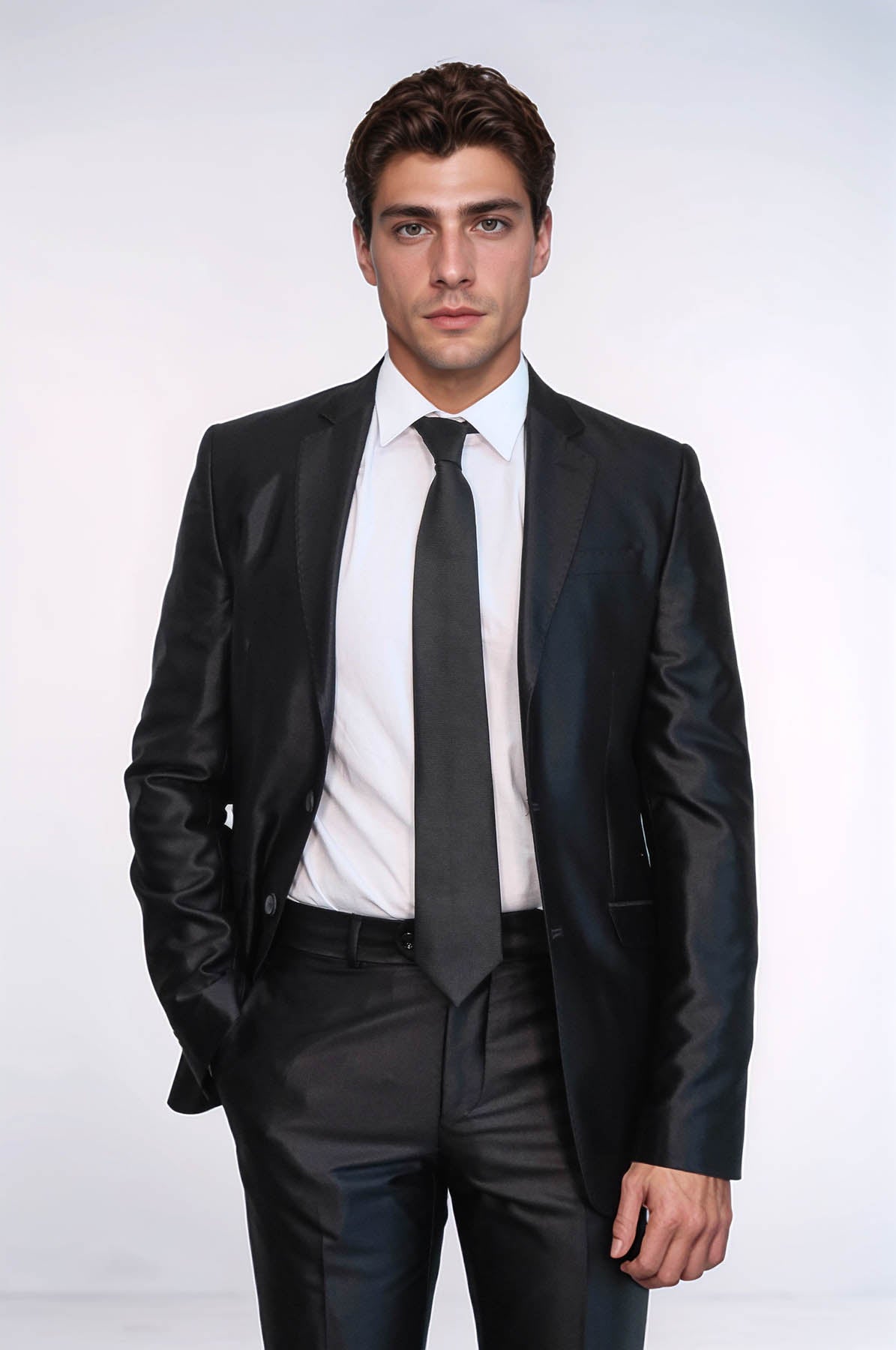 8 Drop Shiny Black Suit - Wessi