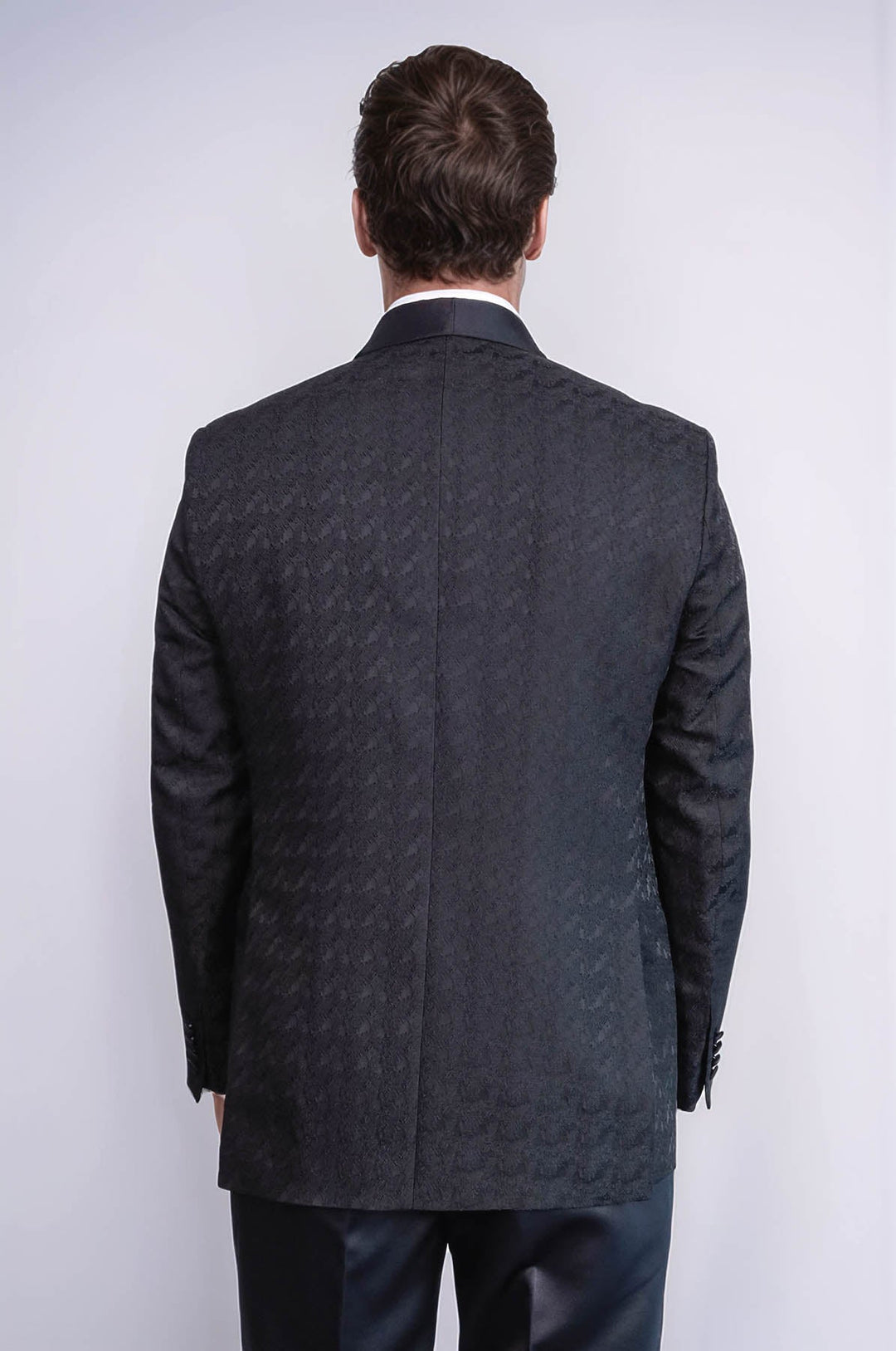 Costume De Smoking Homme Noir à Double Boutonnage En Satin Avec Col Châle - Wessi