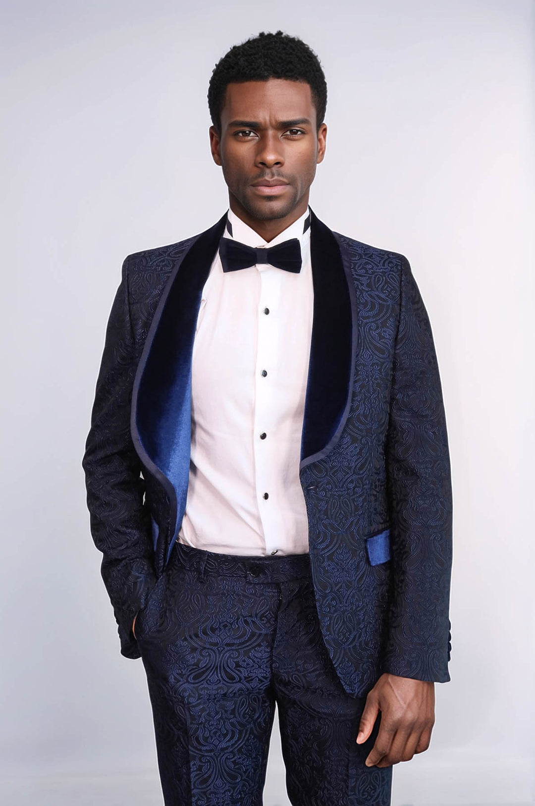 Vestito Sposo Uomo Blu Damascato Abito Uomo Damascato Blu Abito