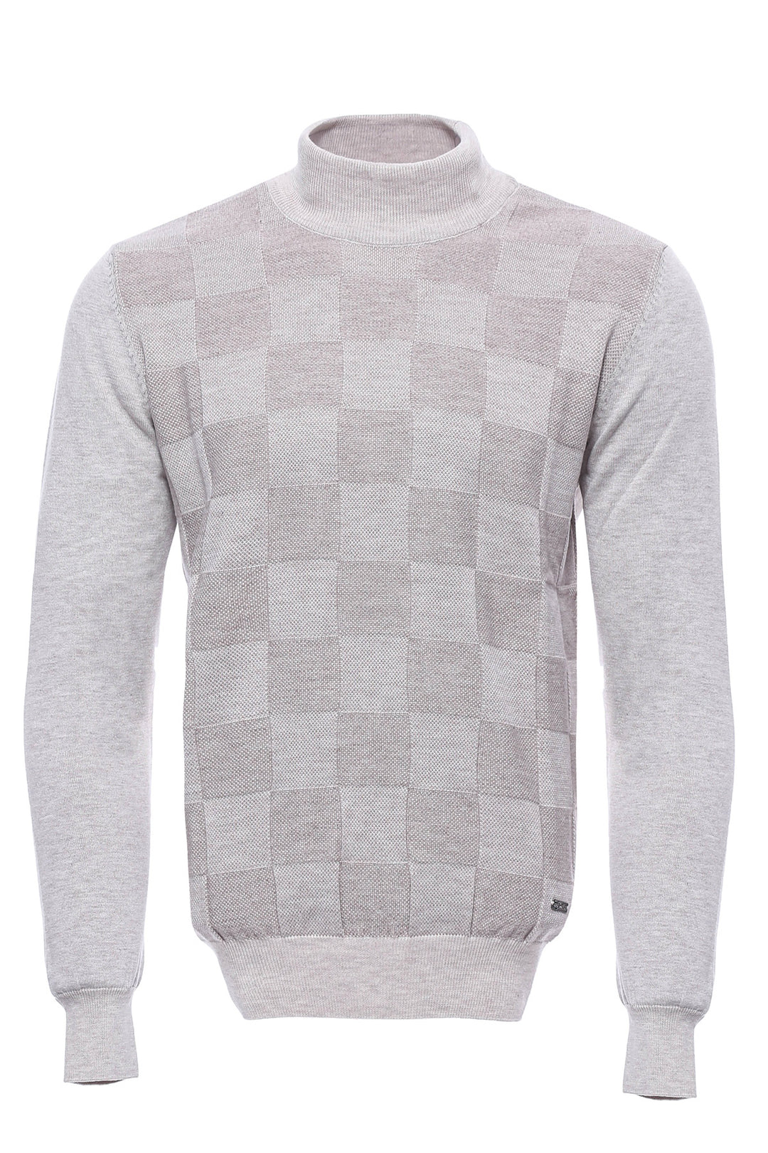 Jersey De Cuello Alto A Cuadros Blanco Hueso - Wessi