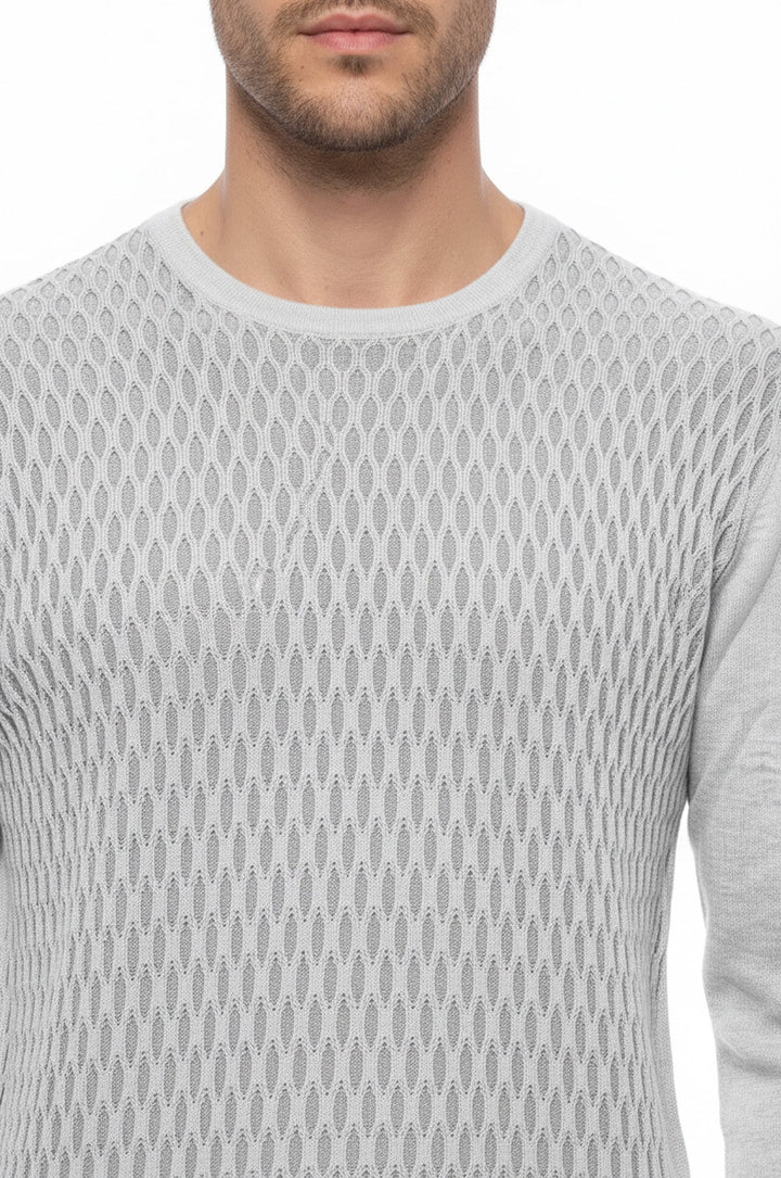 Pull Col Rond à Motifs Diamants Blancs - Wessi