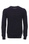 Navy Blue Diamond Patterned Circle Neck Sweater - Wessi