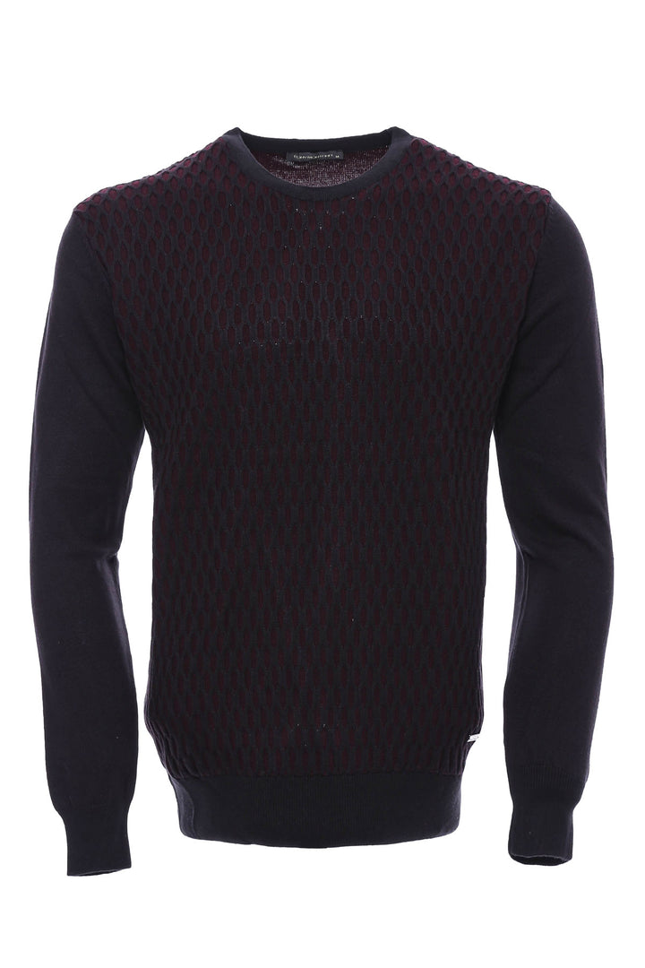 Maglione girocollo con motivo a rombi neri - Wessi