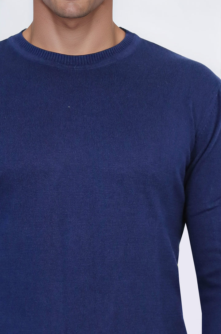 Circle Collar Navy Blue Sweater - Wessi