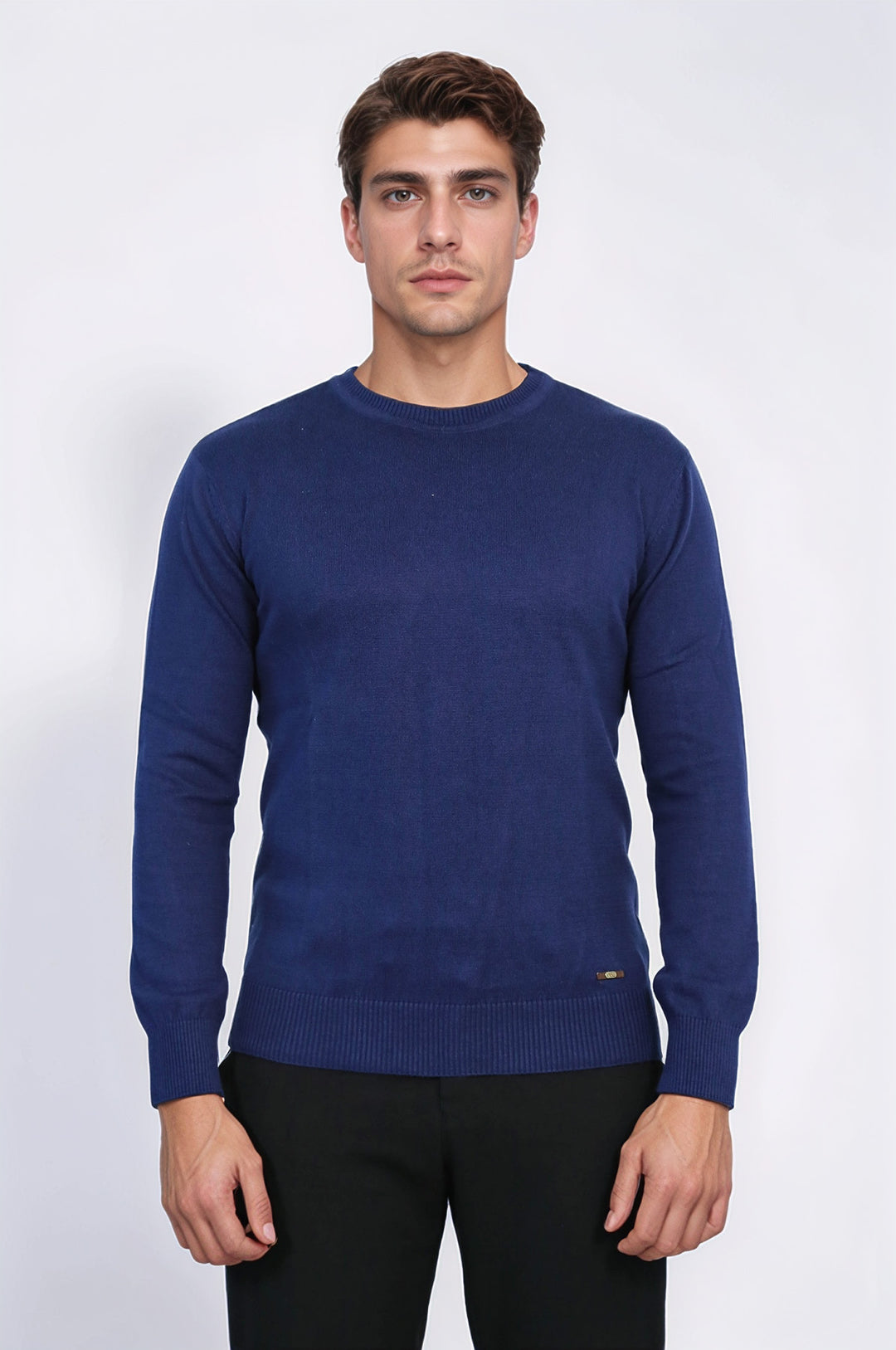 Circle Collar Navy Blue Sweater - Wessi