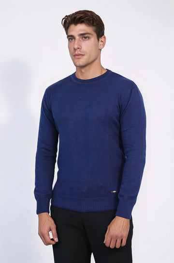 Pull bleu marine à col rond - Wessi