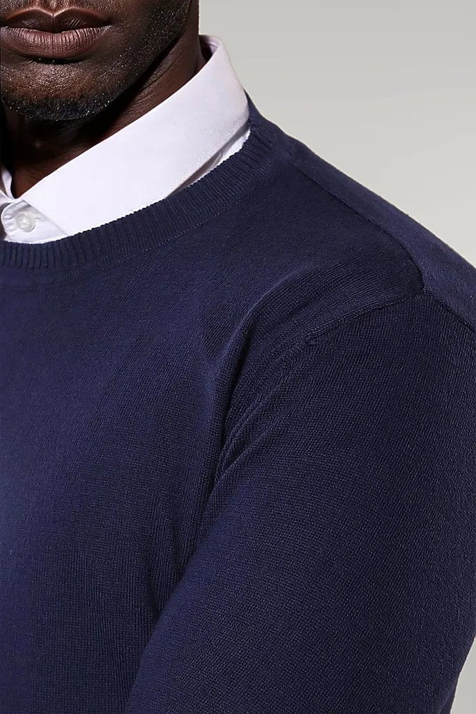 Circle Collar Navy Blue Sweater - Wessi