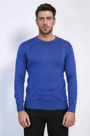 Maglione color indaco con colletto a cerchio - Wessi