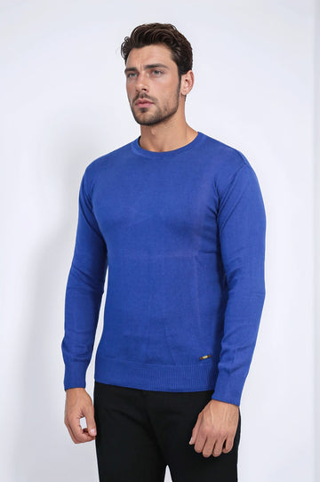Maglione color indaco con colletto a cerchio - Wessi