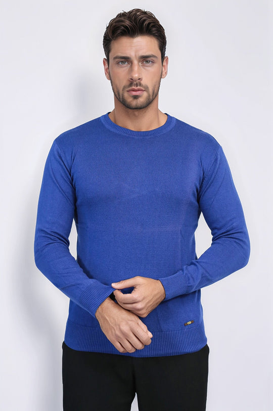 Maglione color indaco con colletto a cerchio - Wessi