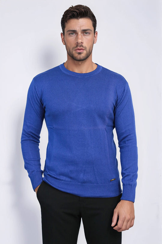 Maglione color indaco con colletto a cerchio - Wessi