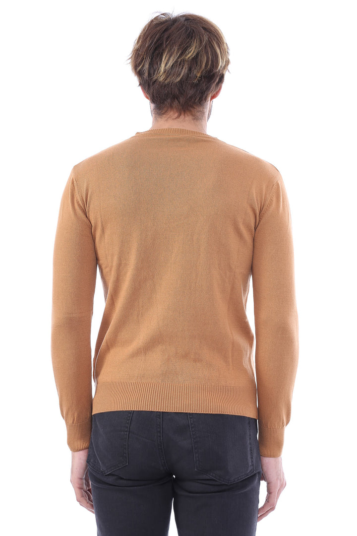 Circle Collar Camel Color Sweater - Wessi