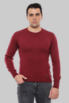 Crew Neck Men's Burgundy Sweater - Wessi