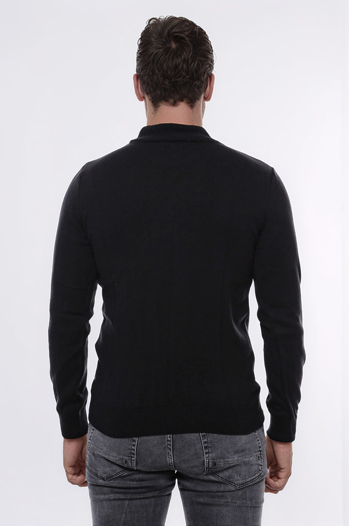 Pull en Maille Noir Demi Col Roulé - Wessi