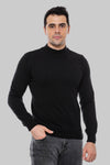 Half Turtleneck Black Knitwear Sweater - Wessi