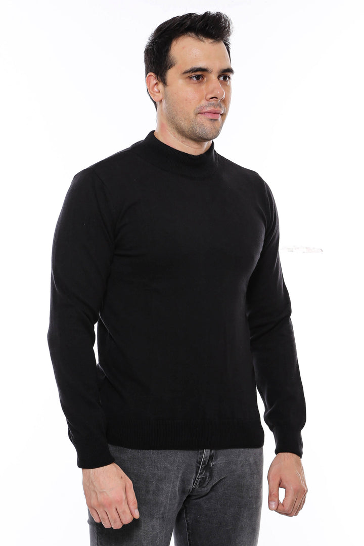 Half Turtleneck Black Knitwear Sweater - Wessi
