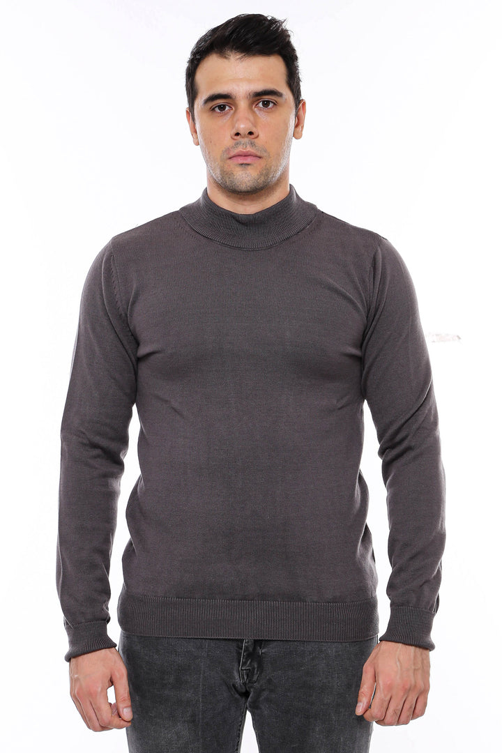 Half Turtleneck Dark Grey Knitwear Sweater - Wessi