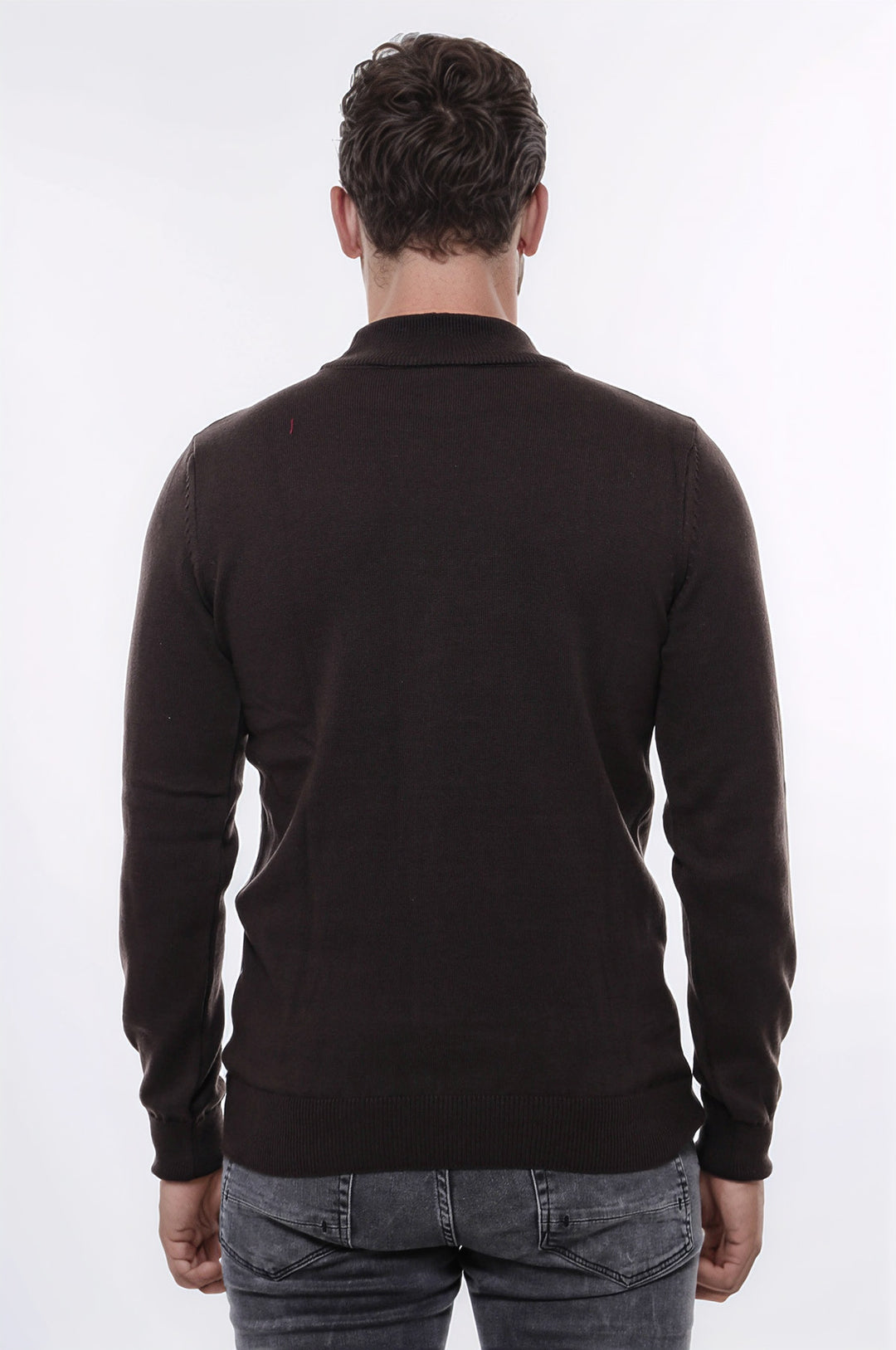 Half Turtleneck Brown Knitwear Sweater - Wessi