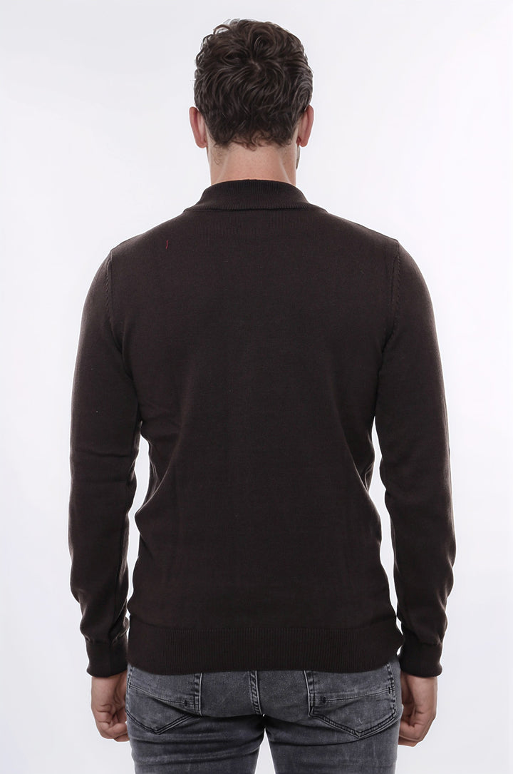 Half Turtleneck Brown Knitwear Sweater - Wessi