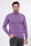 Half Turtleneck Purple Knitwear Sweater - Wessi