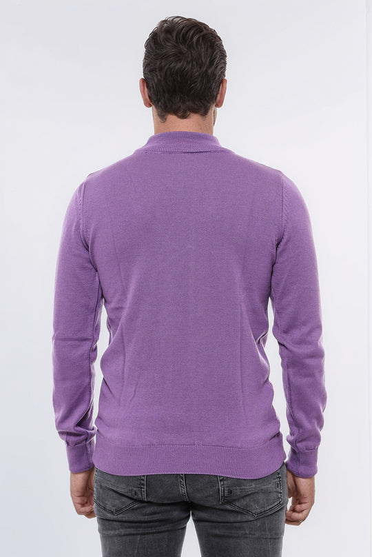 Pull En Maille Violet Demi Col Roulé - Wessi
