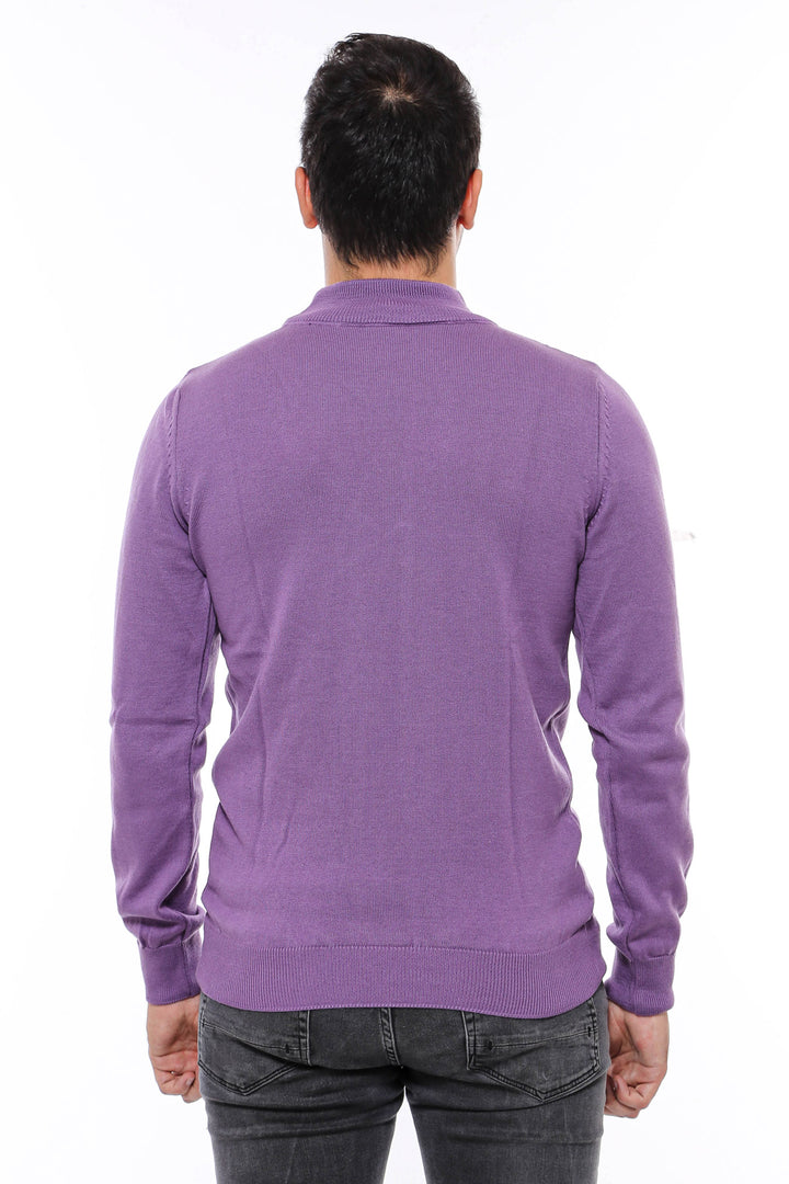 Half Turtleneck Purple Knitwear Sweater - Wessi