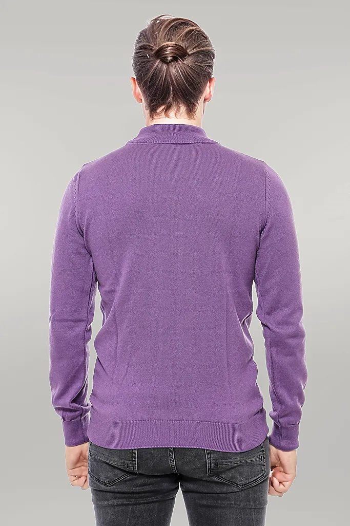 Half Turtleneck Purple Knitwear Sweater - Wessi