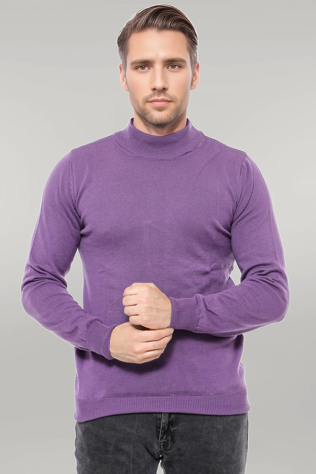 Half Turtleneck Purple Knitwear Sweater - Wessi