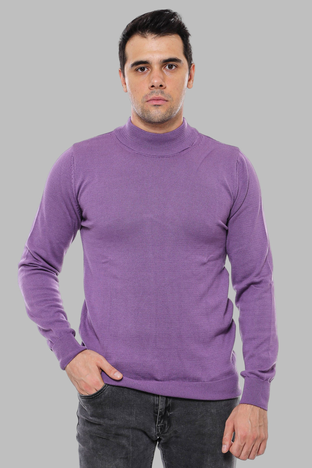 Half Turtleneck Purple Knitwear Sweater - Wessi