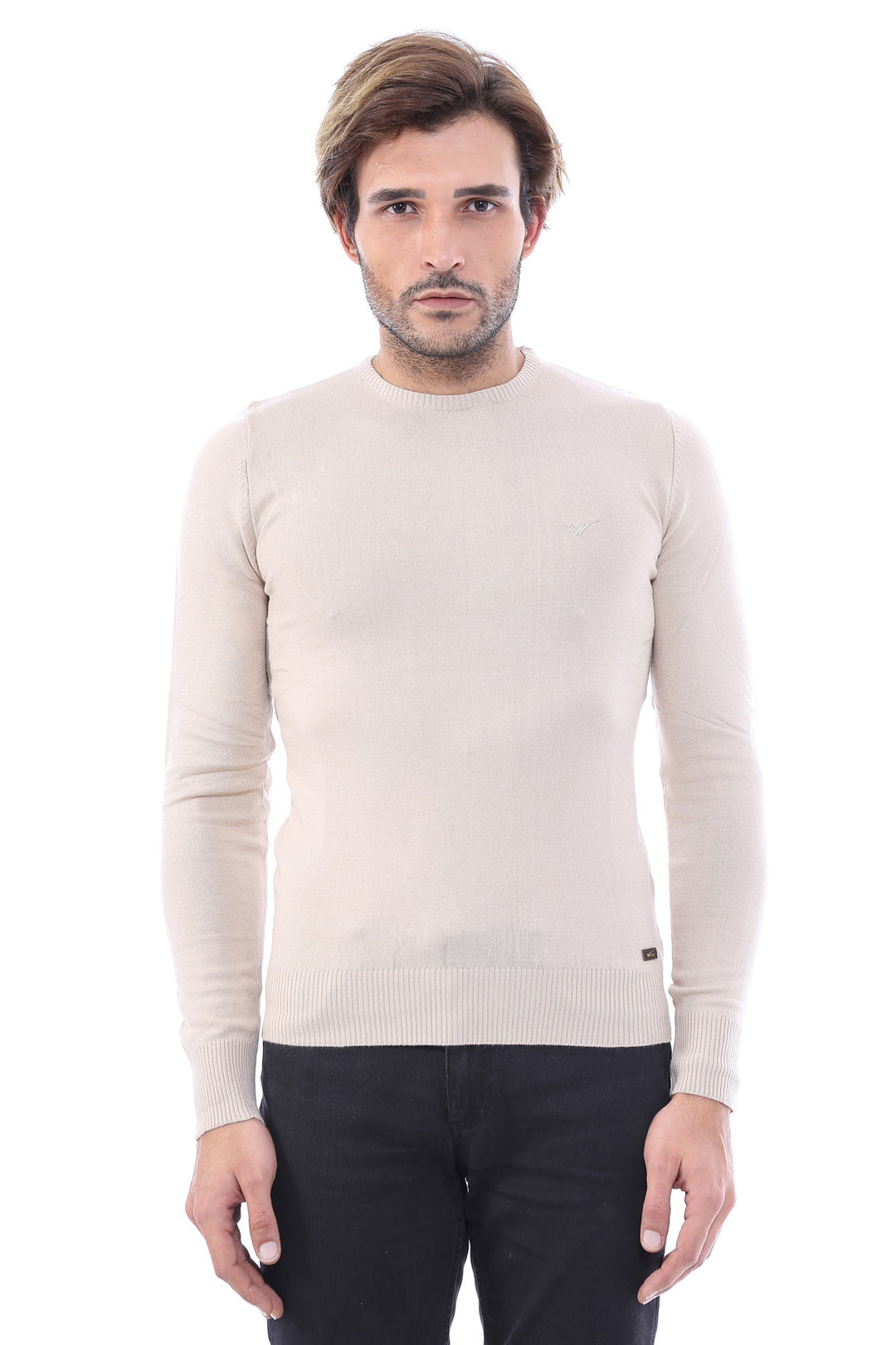 Beige Maglione Slim Fit a Maniche Lunghe - Wessi