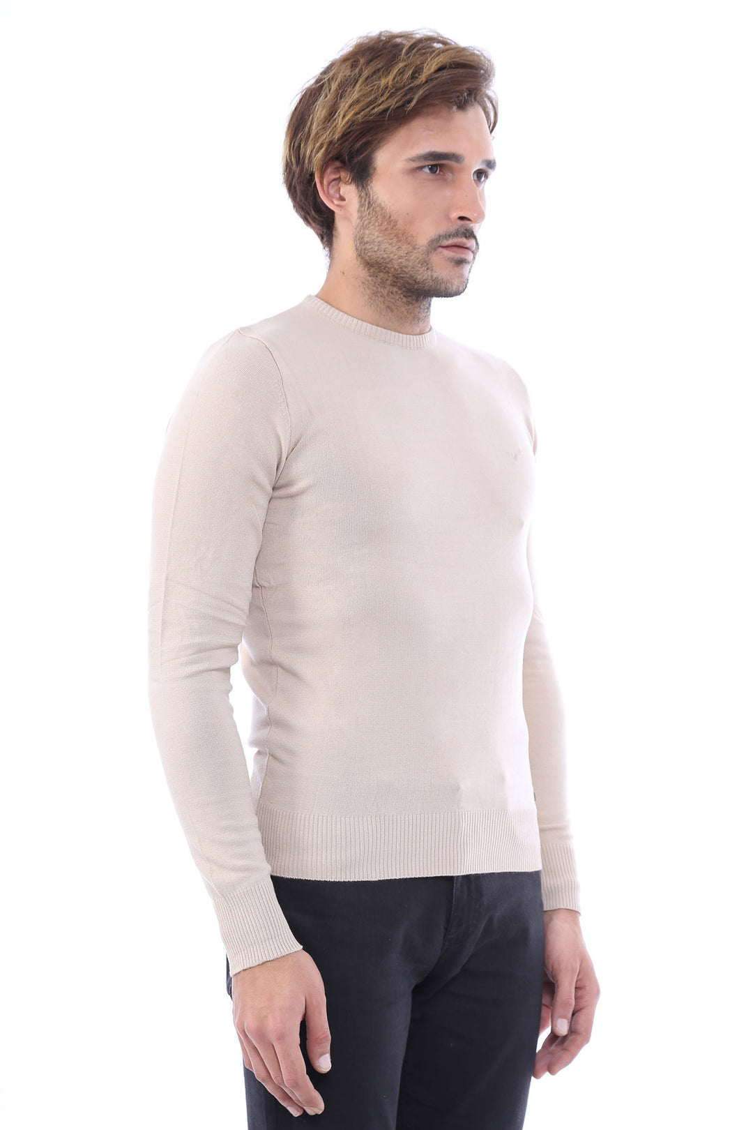 Beige Maglione Slim Fit a Maniche Lunghe - Wessi