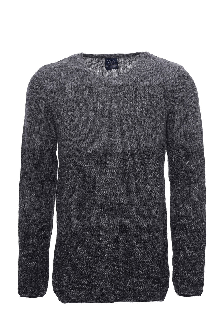 Circle Neck Patterned Grey Knitwear - Wessi