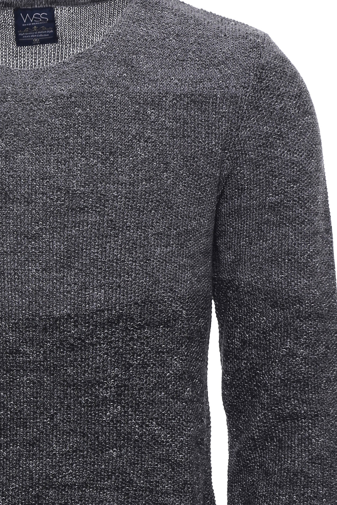 Circle Neck Patterned Grey Knitwear - Wessi
