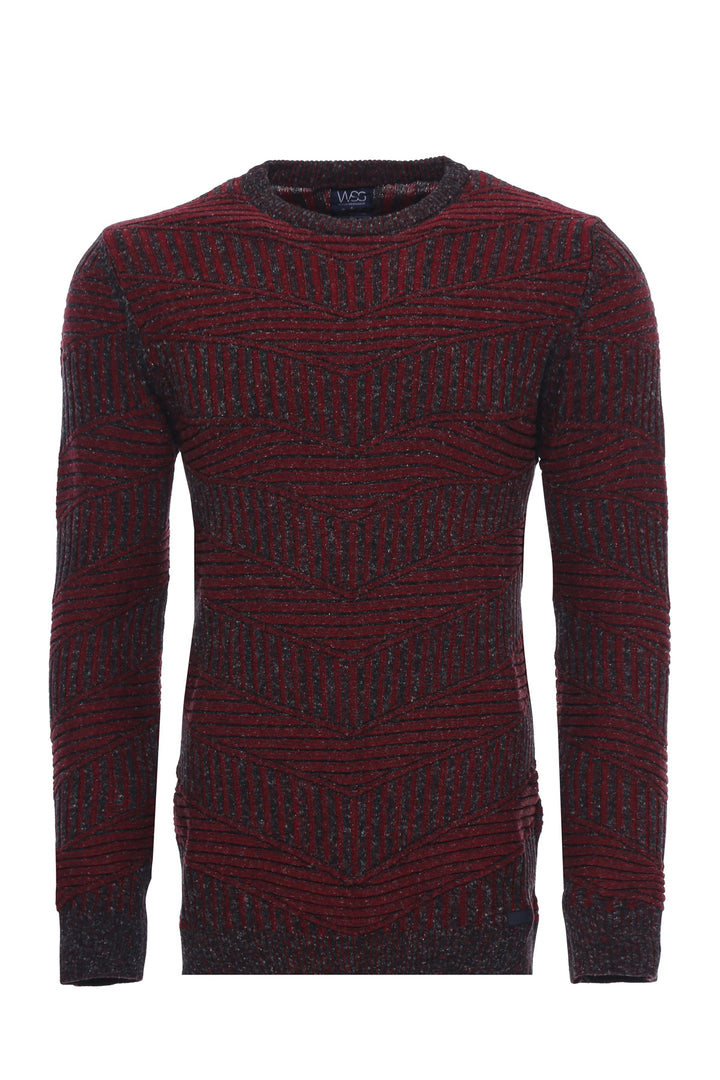 Tricot à Motifs Col Rond Bordeaux - Wessi