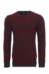 Burgundy Circle Neck Patterned Knitwear - Wessi