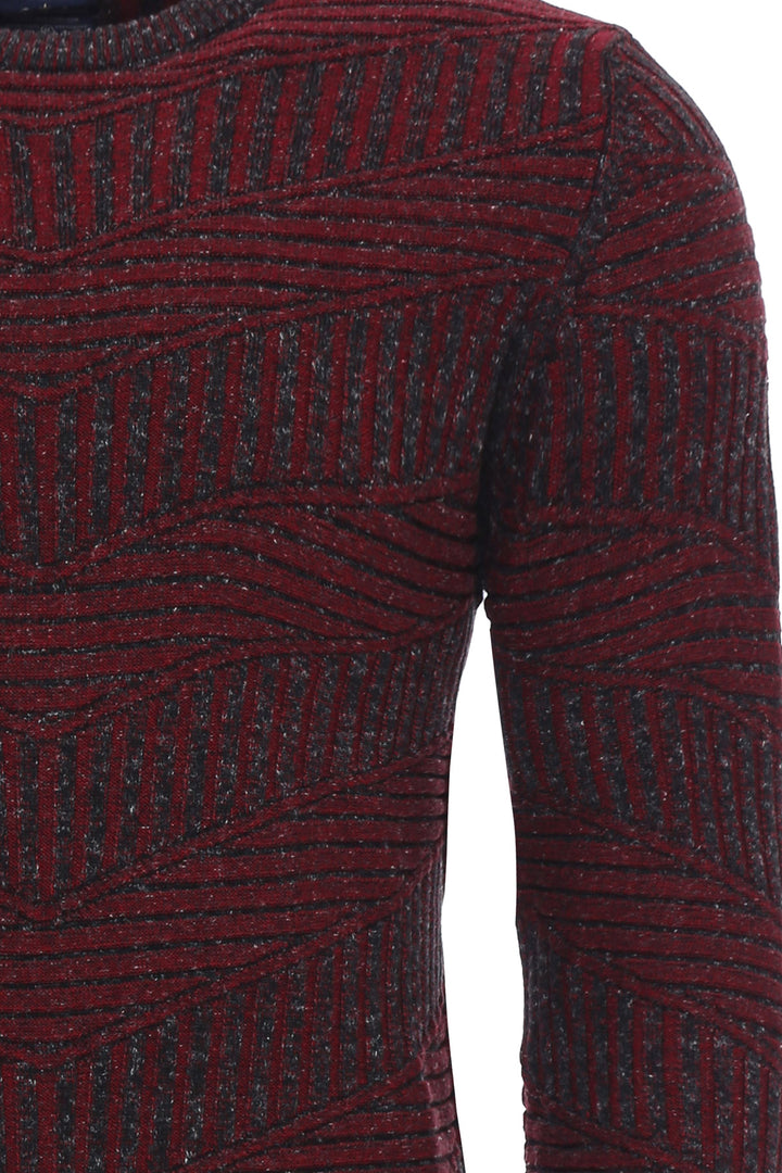 Tricot à Motifs Col Rond Bordeaux - Wessi