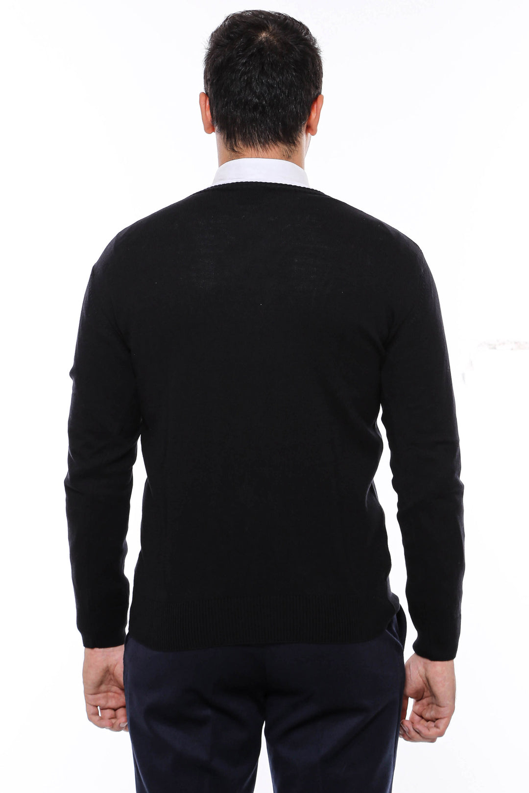 V Neck Black Men's Sweater- Wessi