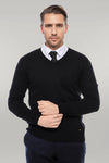 V Neck Black Men's Sweater- Wessi