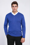 V Neck Indigo Men Sweater | Wessi