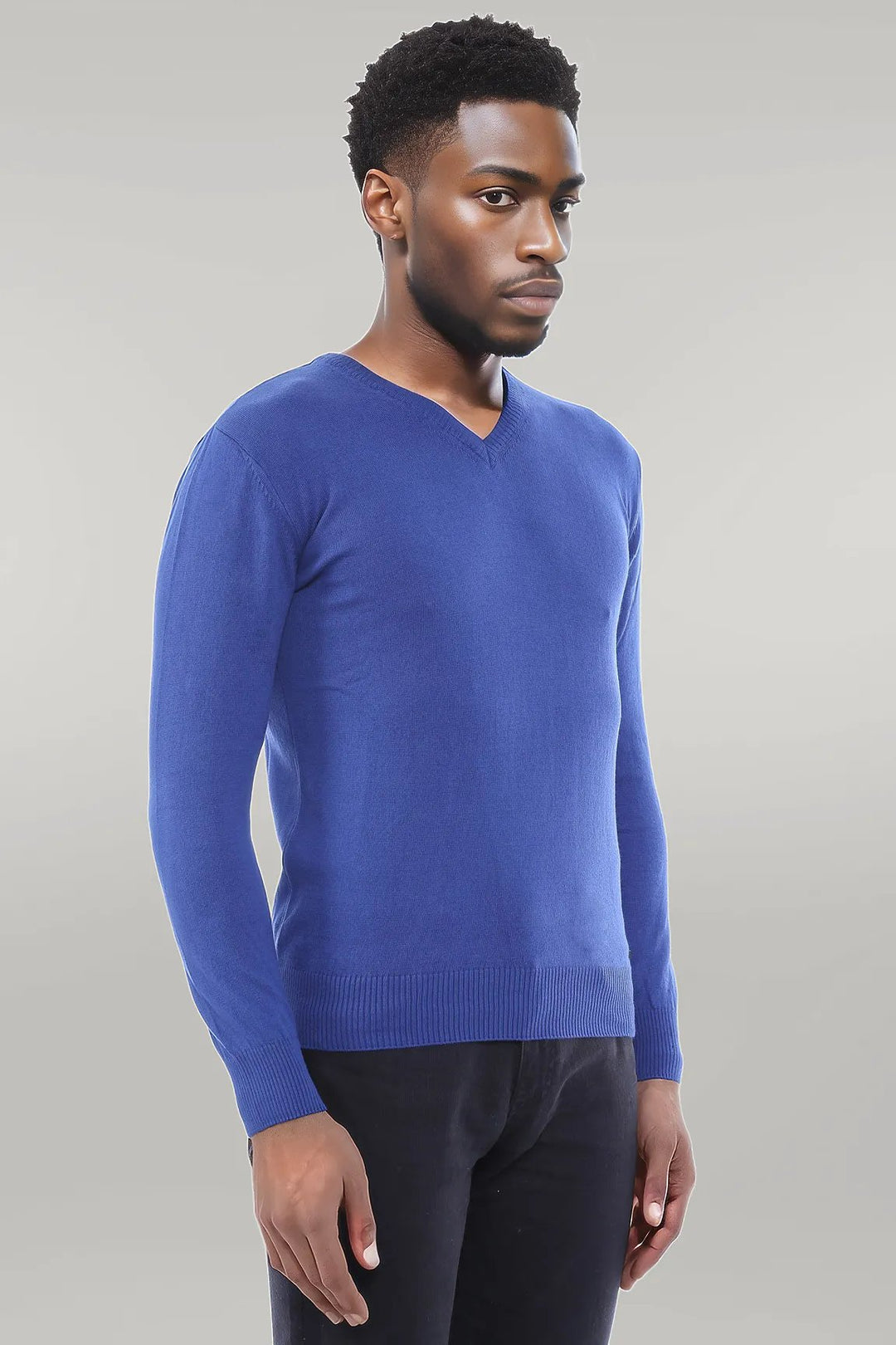 V Neck Indigo Men Sweater | Wessi