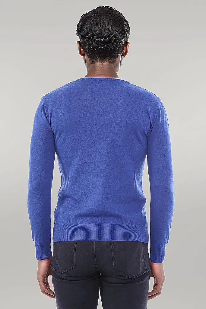 V Neck Indigo Men Sweater | Wessi