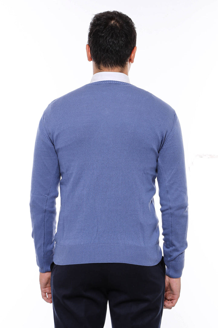 Pull col V bleu pour homme - Wessi