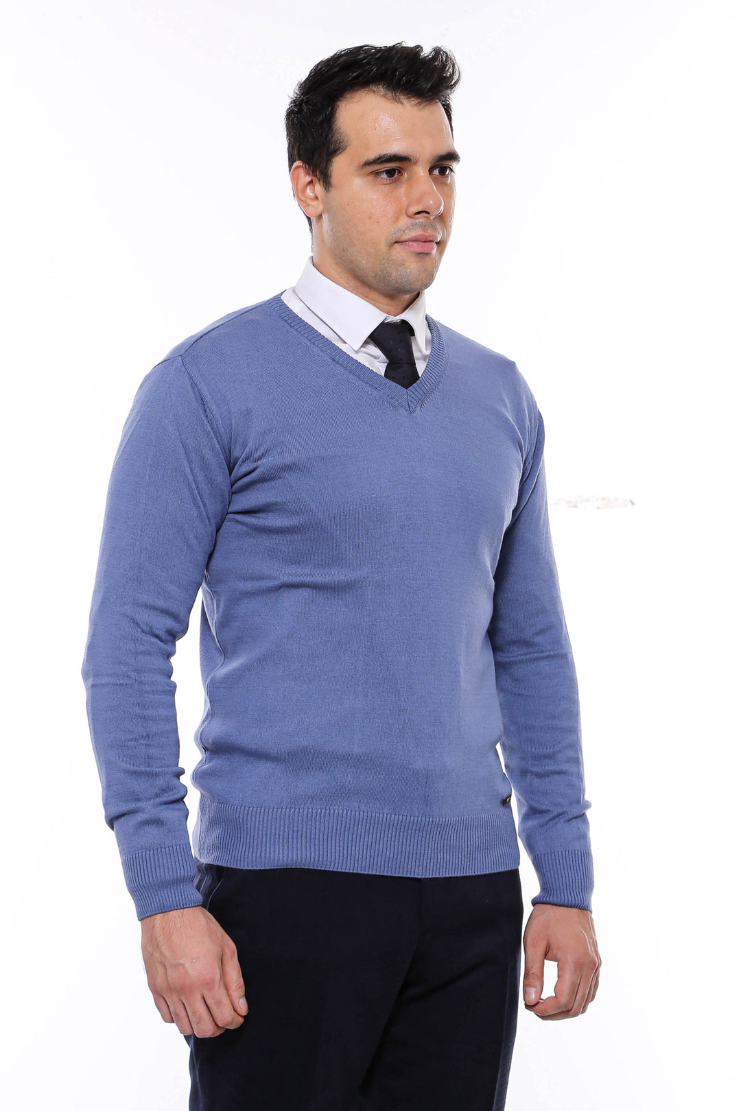 Pull col V bleu pour homme - Wessi