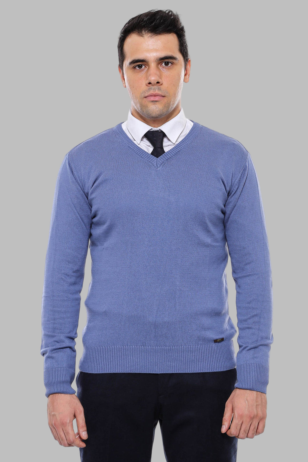 Pull col V bleu pour homme - Wessi