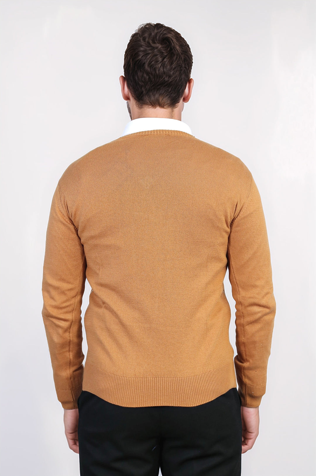 V Neck Brown Sweater - Wessi