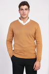 V Neck Brown Sweater - Wessi